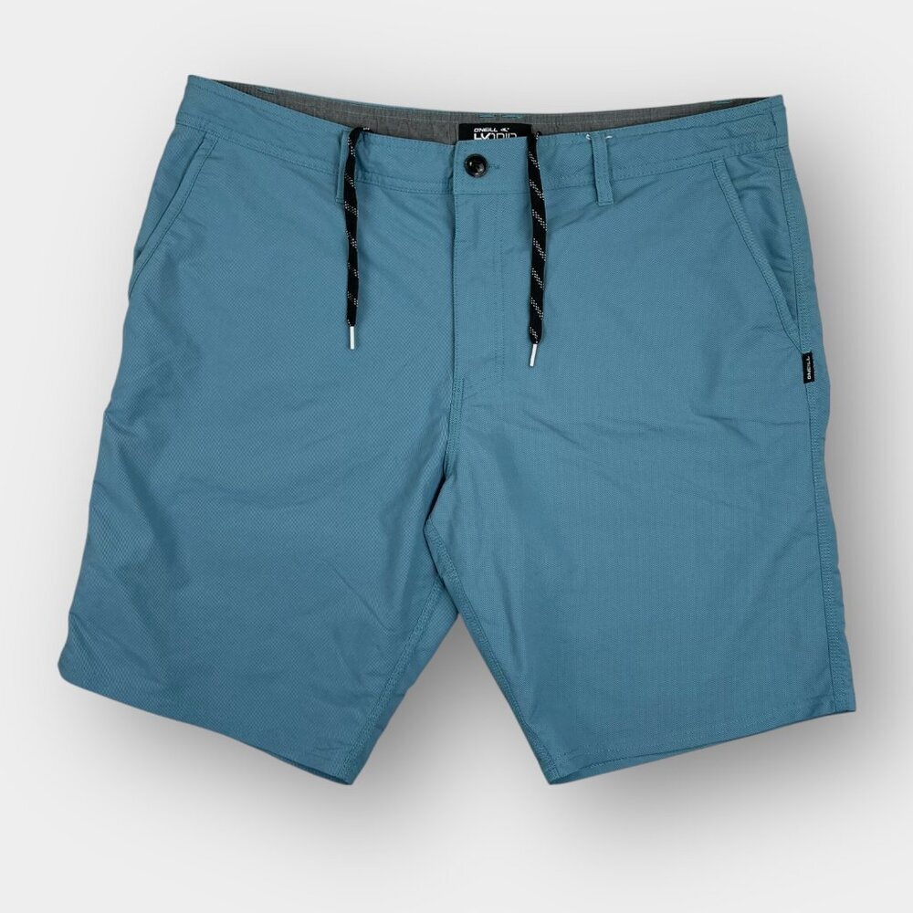 O’Neill Men’s Loaded Hybrid Shorts 38 Aqua Stretch Drawstring Zip Surf Golf